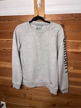 Carhartt Women’s M Light Heather Gray Crewneck Sweatshirt with Sleeve Logo